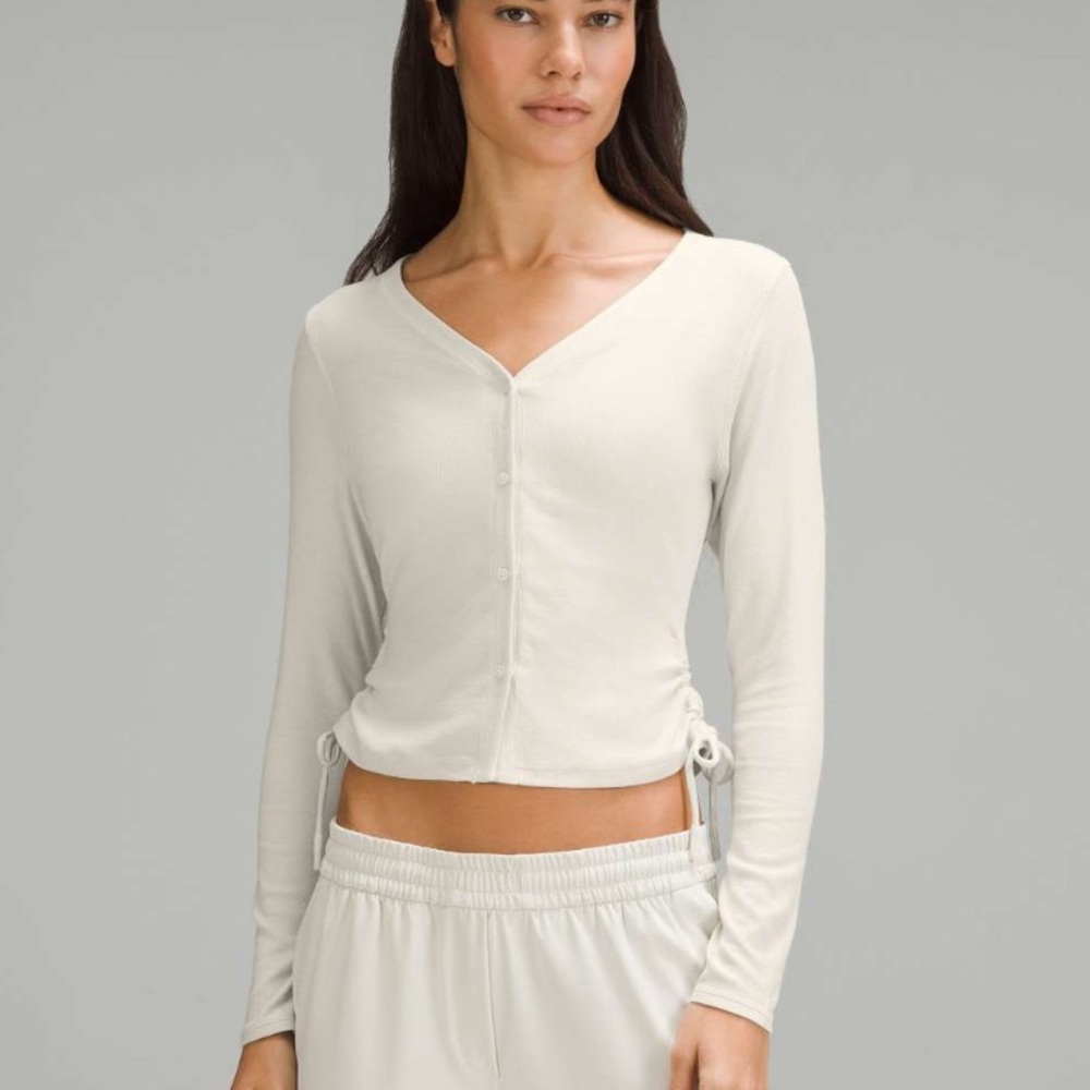 Lululemon Side-Cinch Ribbed Cardigan Bone